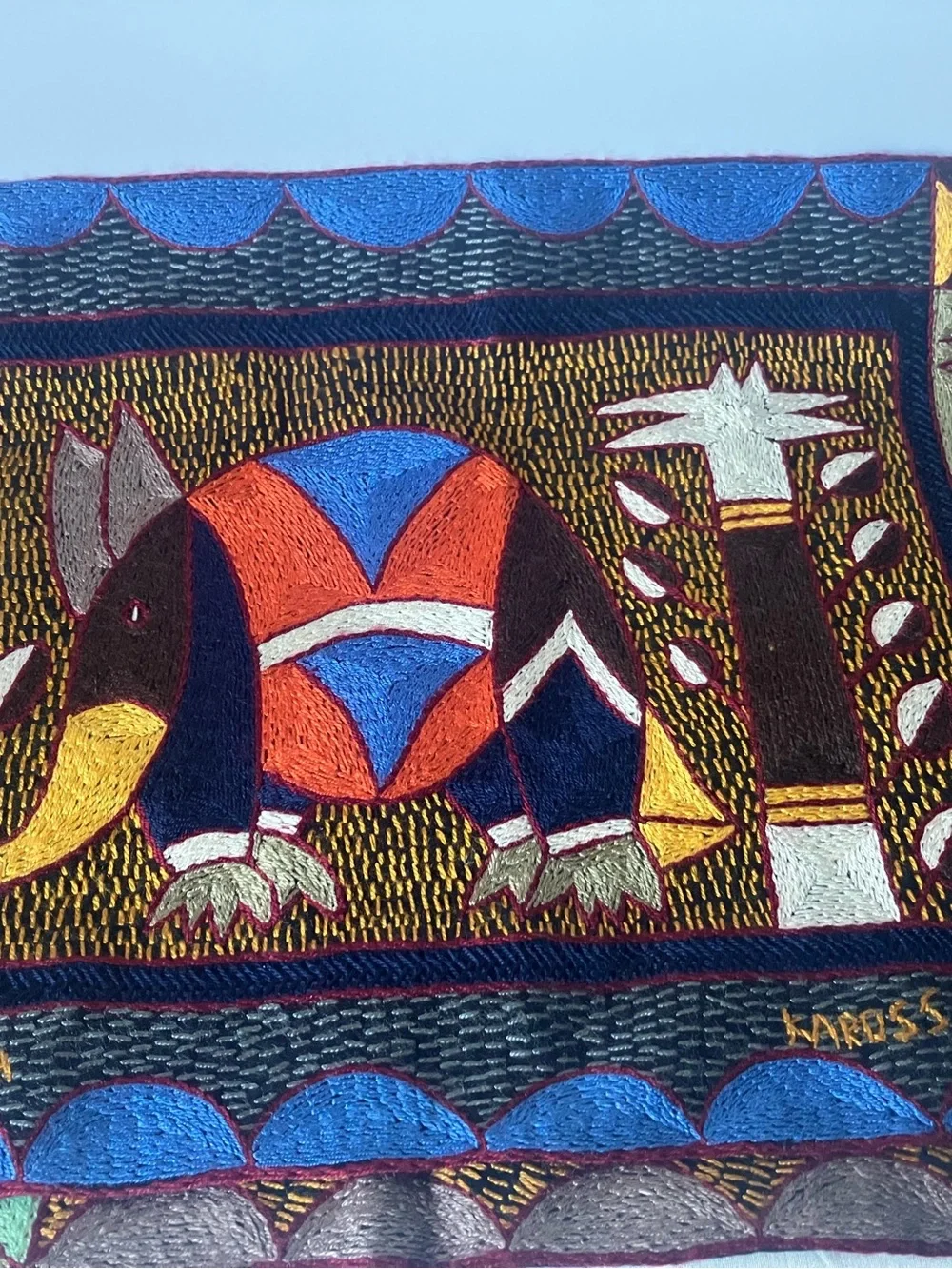 NEW 4 Kaross Safari Animals Embroidered Placemats Tapestry South Africa Art.